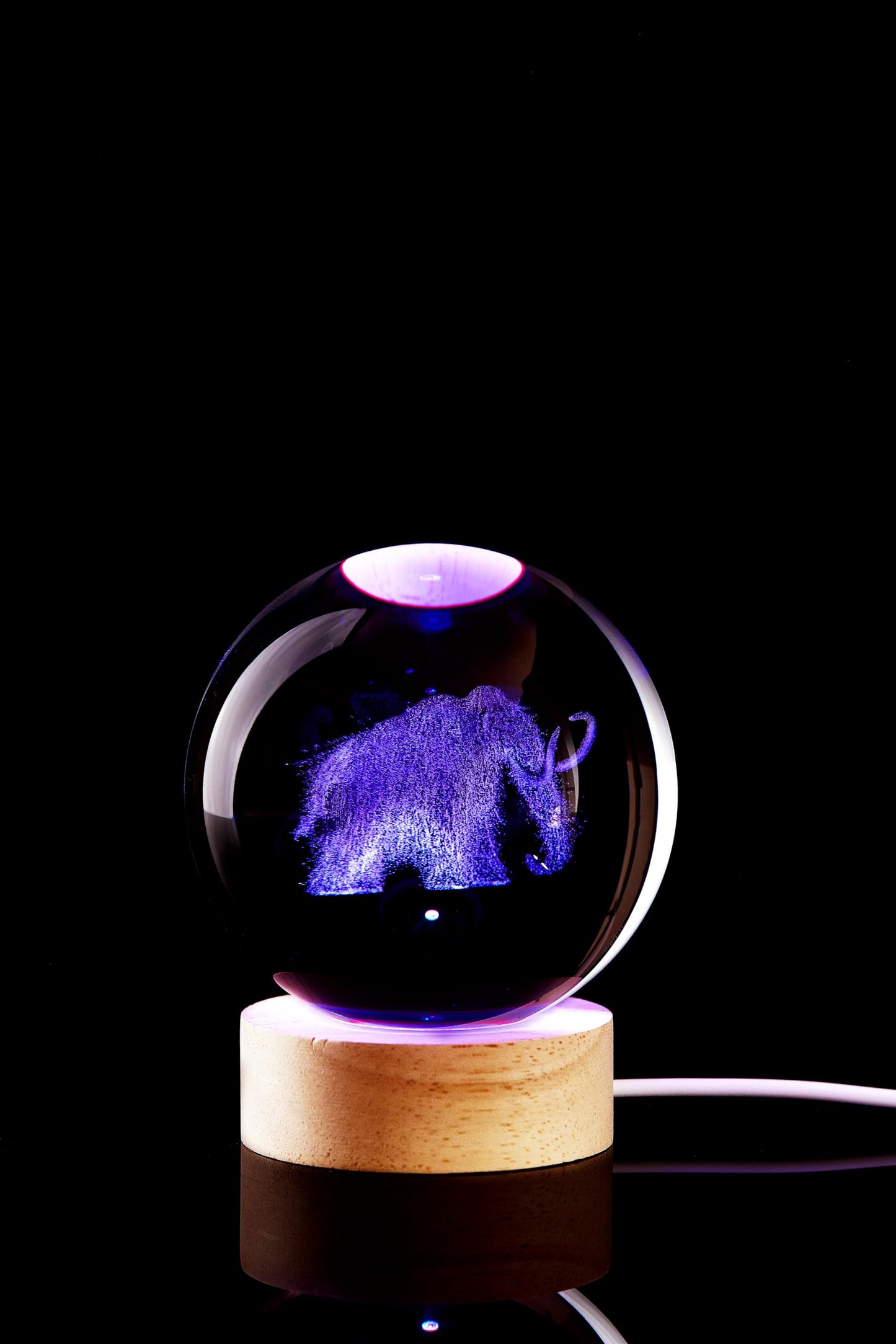 LMLOBEP Large Elephant Crystal Ball Night Light with Woodern Base, 3D Mammoth Crystal Lamp 16 Color Changing with Remote Control, Laser Engraved Glass Ball Lamp, Room Decor (Elephant)
