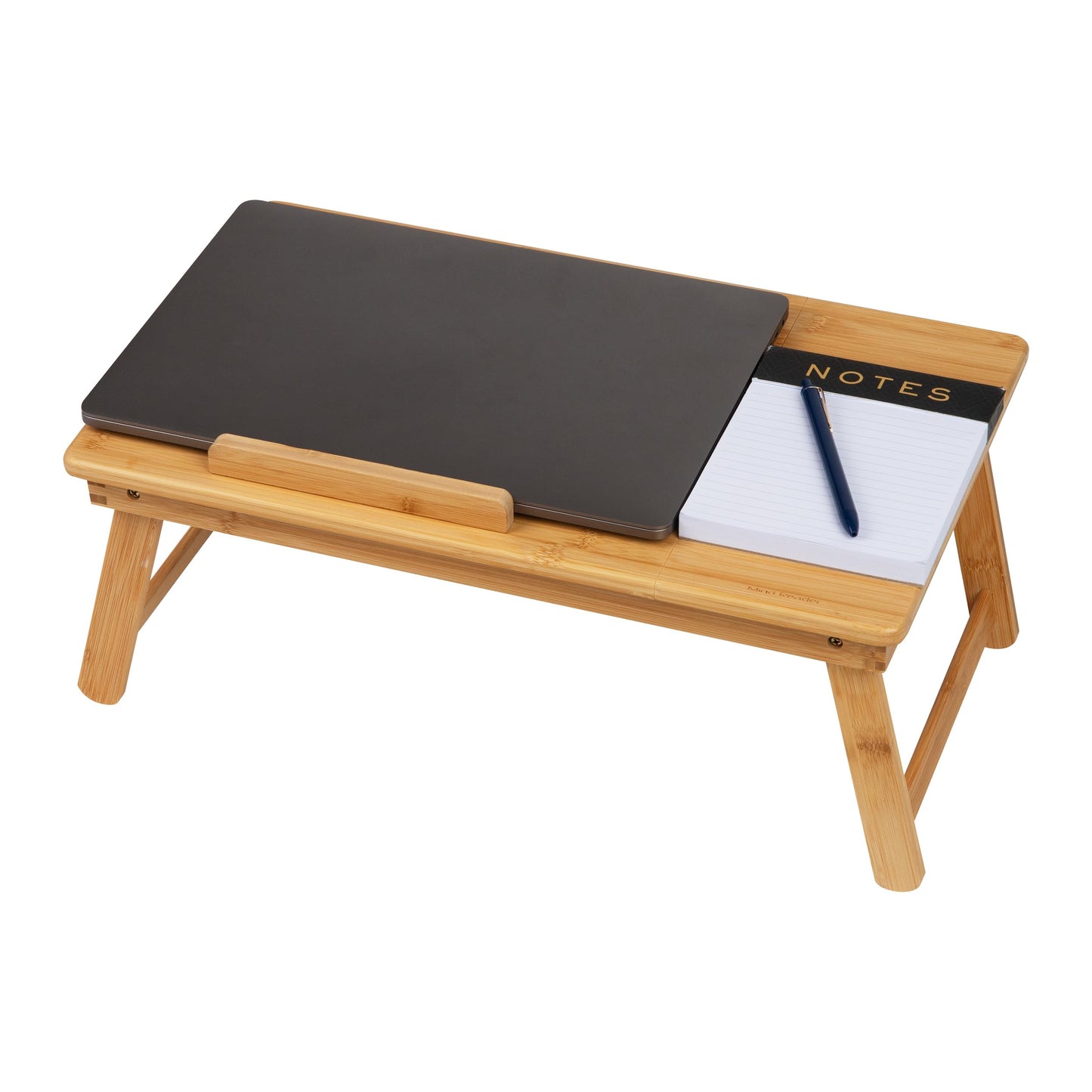 Mind Reader Lap Desk, Laptop Stand with Folding Legs for Bed Dorm Room and Home Office, Rayon From Bamboo, Brown