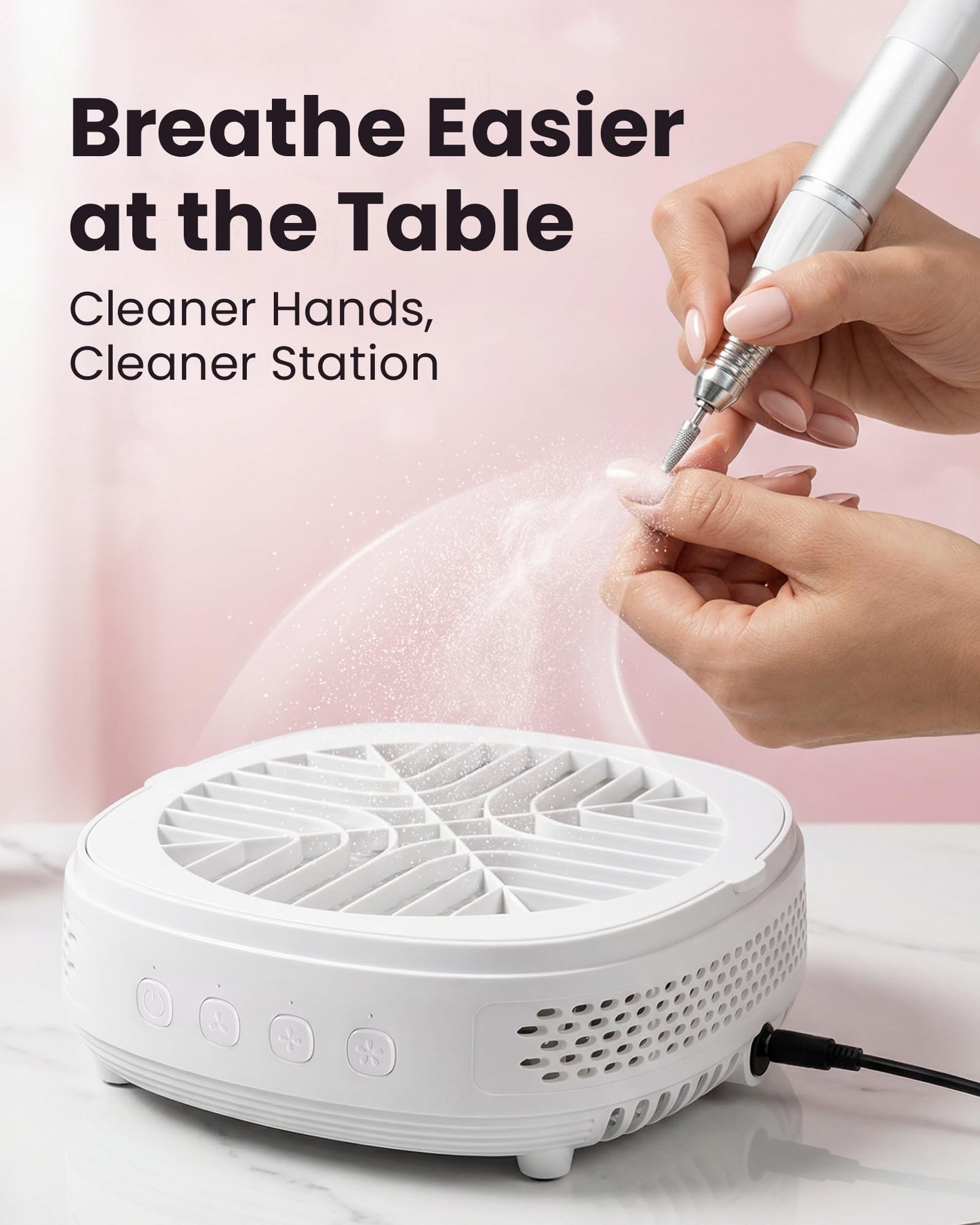 Voltrish Nail Dust Collector, Professional Vacuum Fan for Nail Tech, Quiet & Compact Dust Extractor for Nail Drill, Must-Have Portable Accessory for DIY Artists