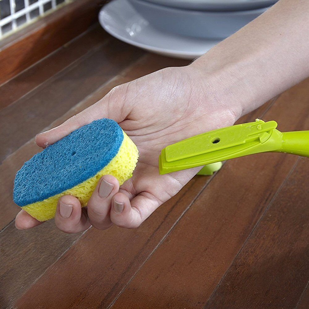Full Circle Suds Up, Soap Dispensing Dish Brush, Tough Plant-Fiber Bristles & Sustainable Bamboo Handle, Safe for Nonstick