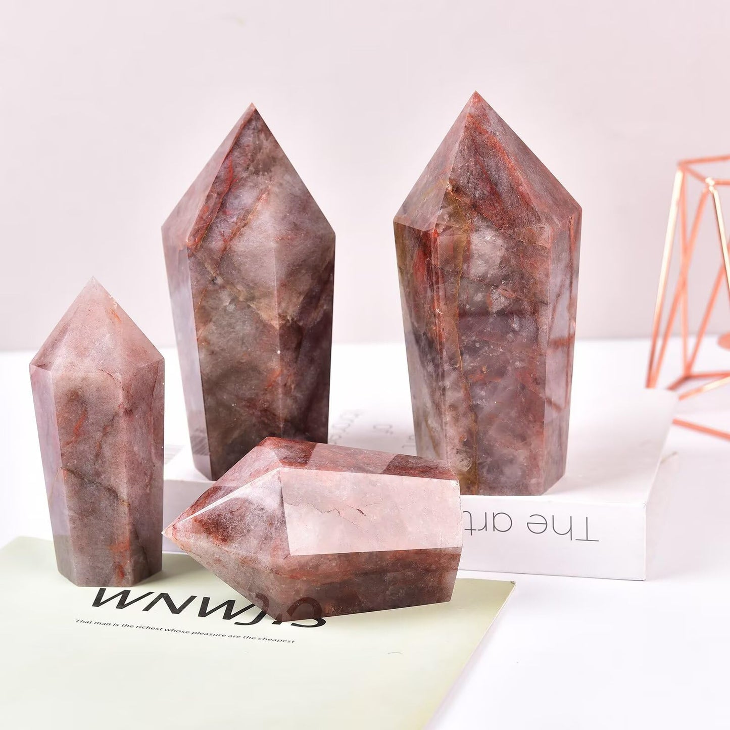VIZYTOU Red Hematoid Stone Tower Obelisk Large Healing Crystal Rock Point Wand Reiki Healing Meditation Stone 0.6-1.1 LBS