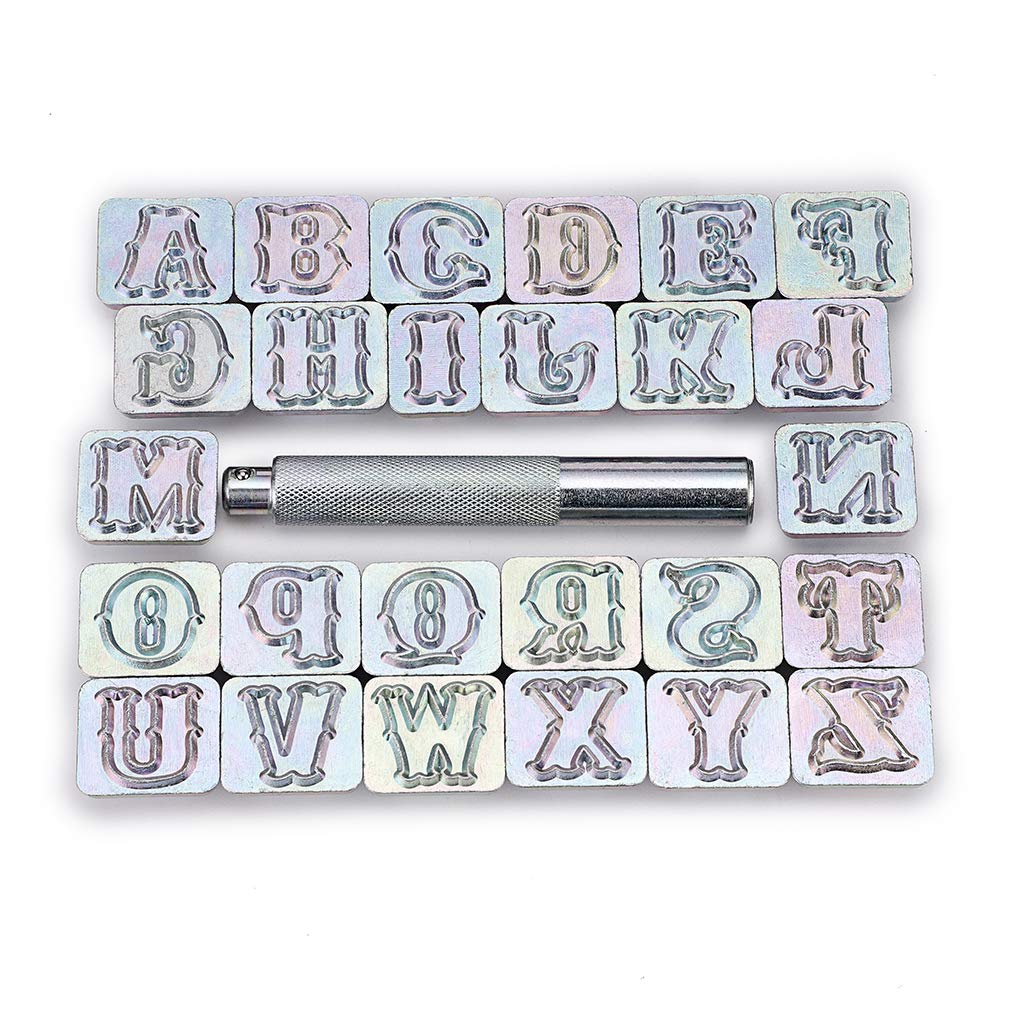 OwnMy Capital Letters Stamp Set, 3/4” / 19mm Alphabet Stamp Tools Set Leather Craft Stamping Tools Leather Art Craft Tool (19mm - 27pcs)