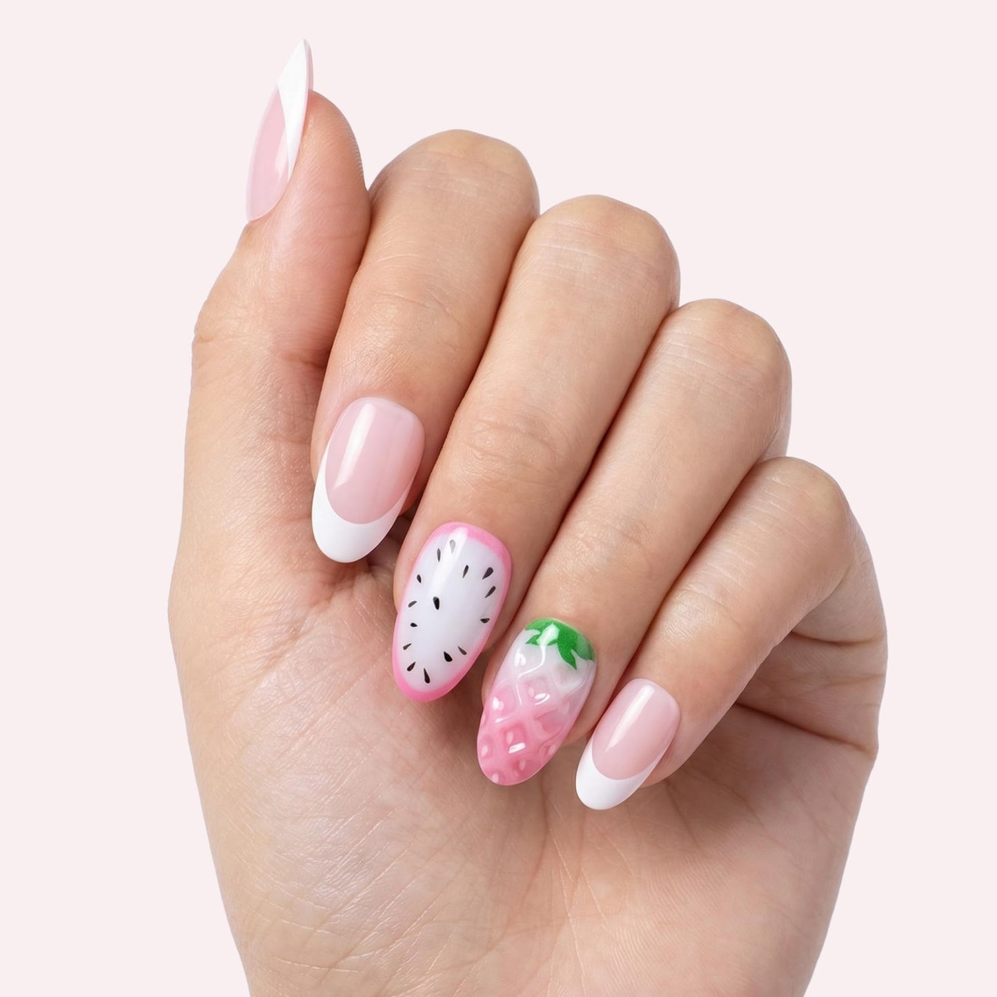 Dashing Diva Magic Press Nail Set - Playa 1 - Long Almond Press On Nails - Long Lasting Gel - Lasts Up to 10 Days - Summer Gel Set - 4-Piece Manicure Kit with 30 Nails