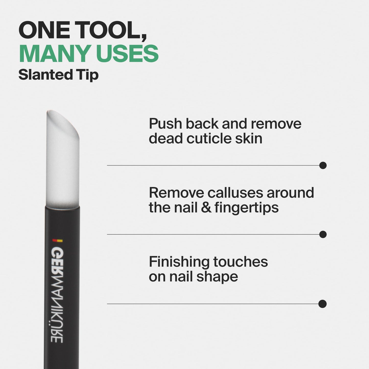 GERMANIKURE Clear Glass Cuticle Stick in Leather Sleeve - Ethically Made in Czech Republic - Cuticle Pusher & Remover, Callous & Dry Skin Fingertip File, Nail Shaper