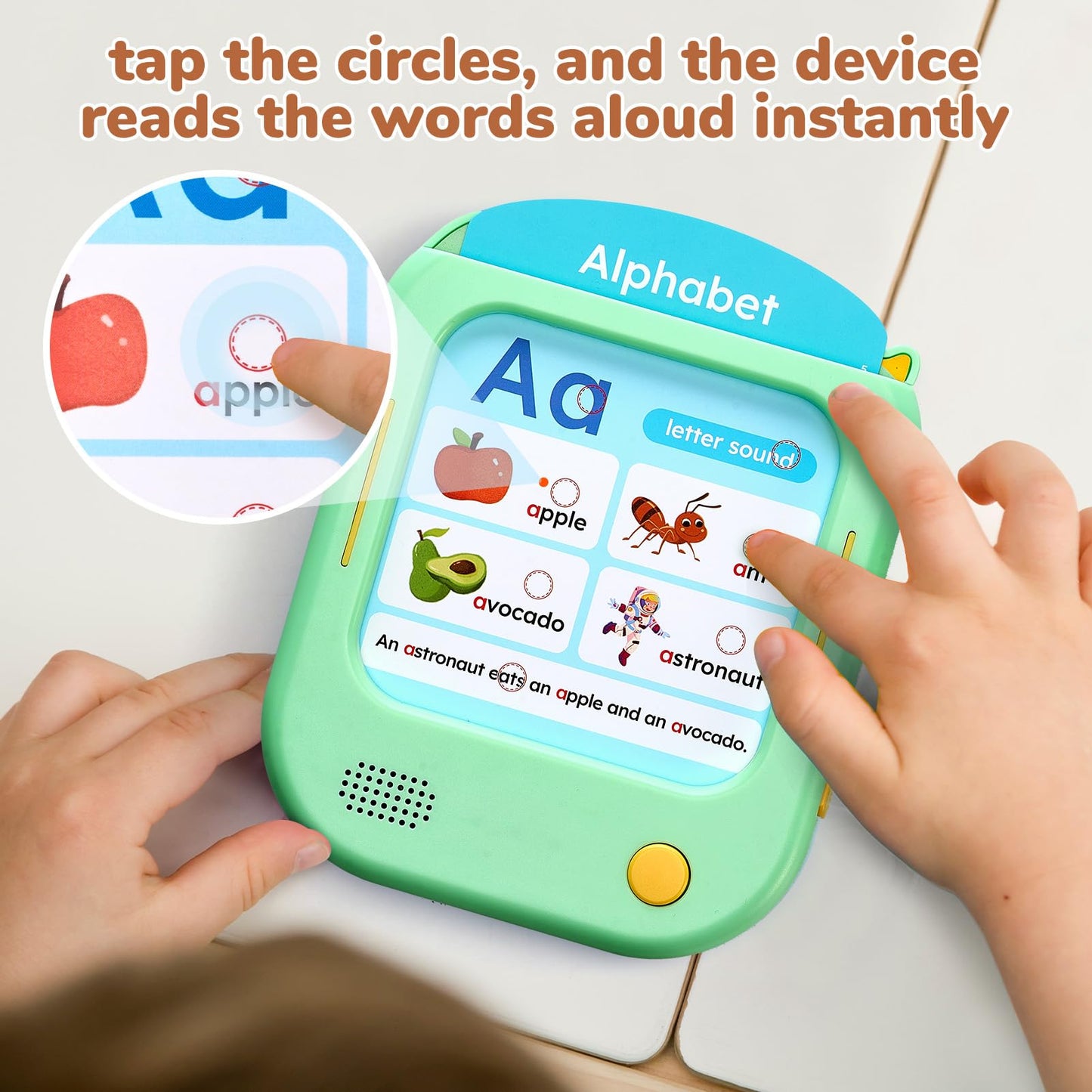 JoyCat Kids Learning Tablet, Phonics Talking Flash Cards, Learn to Read with 156 Pages, 40+ Themes, 600+ Words, 100+ Interactive Games, Screen-Free Toddler Learning Toys Gifts for 2-6 Year Old