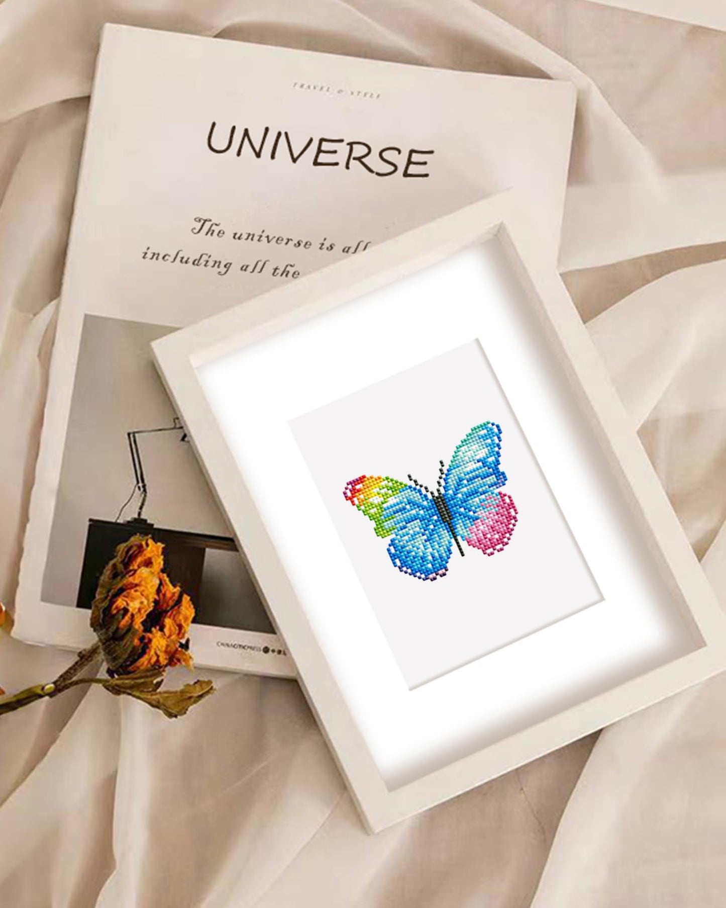 PeakLuv 12 Pcs Mini Diamond Painting Kits Butterfly, Small Diamond Art Kits for Adults, DIY Square Drill Butterfly Small Gem Art 1-Hour Painting for Home Desktop Decor, 6X7in