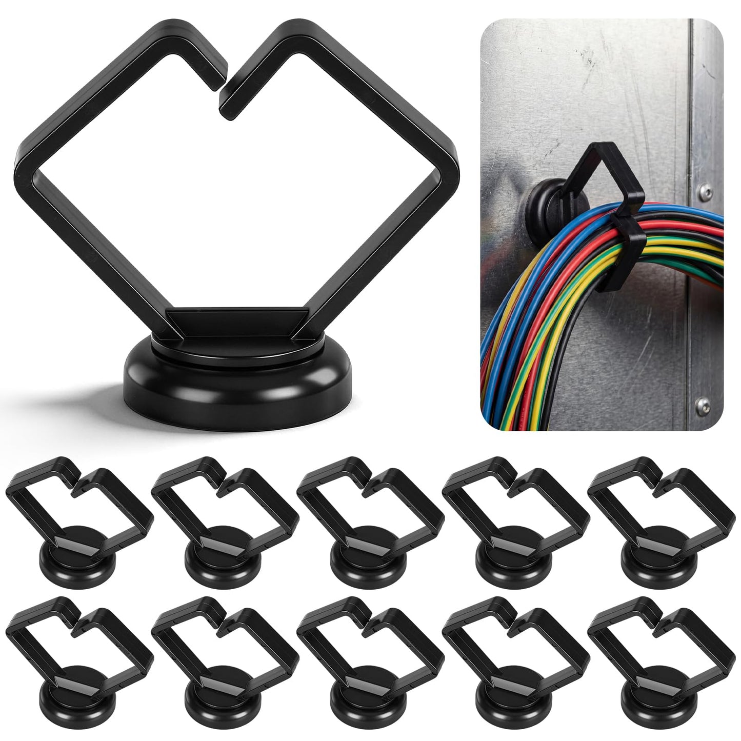 Konohan 10 Pcs Magnetic Fasteners 3/4" Magnetic Cable Holder Magnet Zip Tie Mount Base Holder for Home Office Marine Electrical Wiring