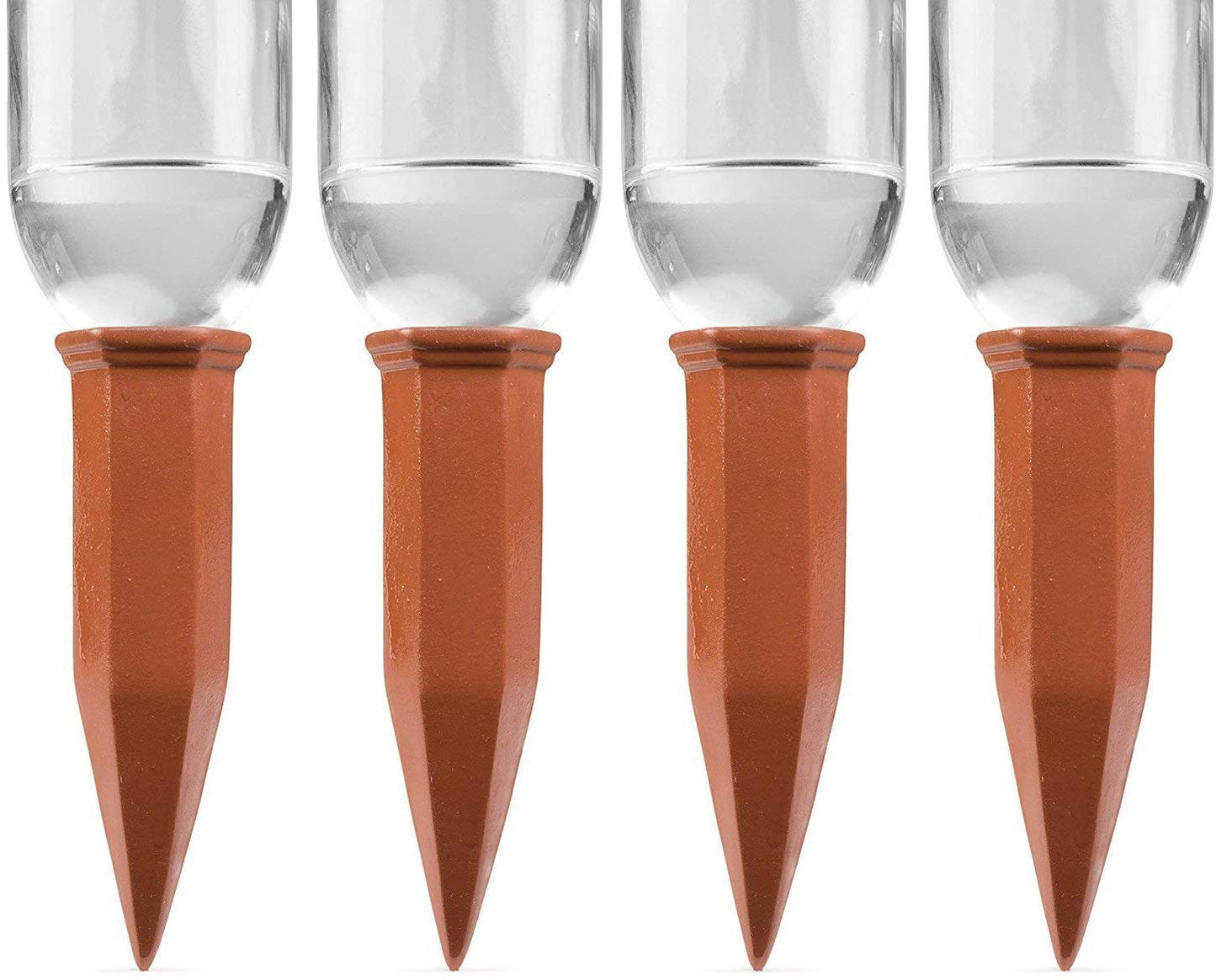 Modern Innovations Ceramic Terracotta Self Watering Spikes (4 Pack) Vacation Automatic Plant Waterer Devices, Indoor/Outdoor Planter Insert, Terra-Cotta Stakes for Potted Plants, Auto-Water System