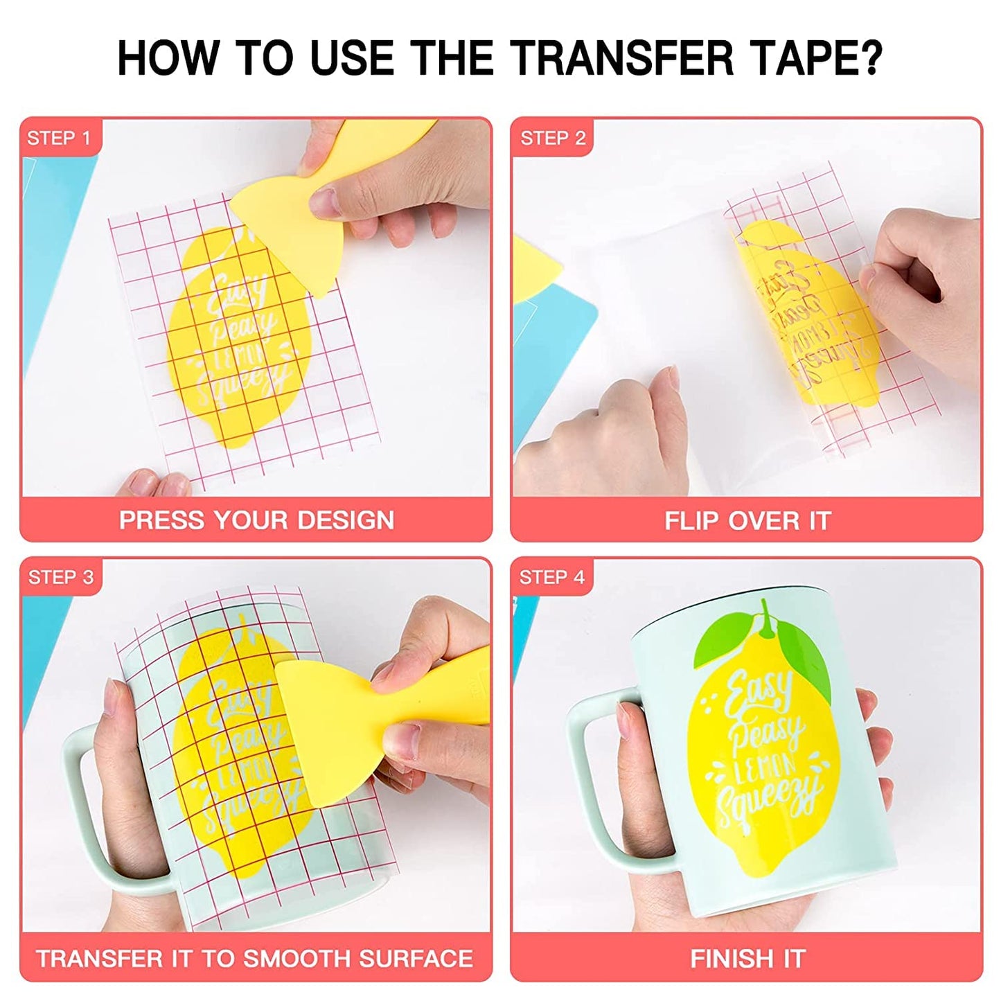 HTVRONT Transfer Tape for Vinyl - 12" X 120 ft w/Red Alignment Grid Transfer Paper for Adhesive Vinyl, Silhouette Cameo Vinyl Transfer Tape for Vinyl for Decals,Signs, Windows, Stickers