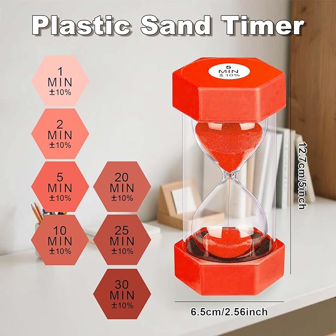 Hourglass Sand Timer 1 Minute, Unbreakable 1m Sand Clock, Plastic SandWatch 1 Min, Reloj De Arena 1 Minutos, Colorful Hour Glass Sandglass for Classroom Games(Red)
