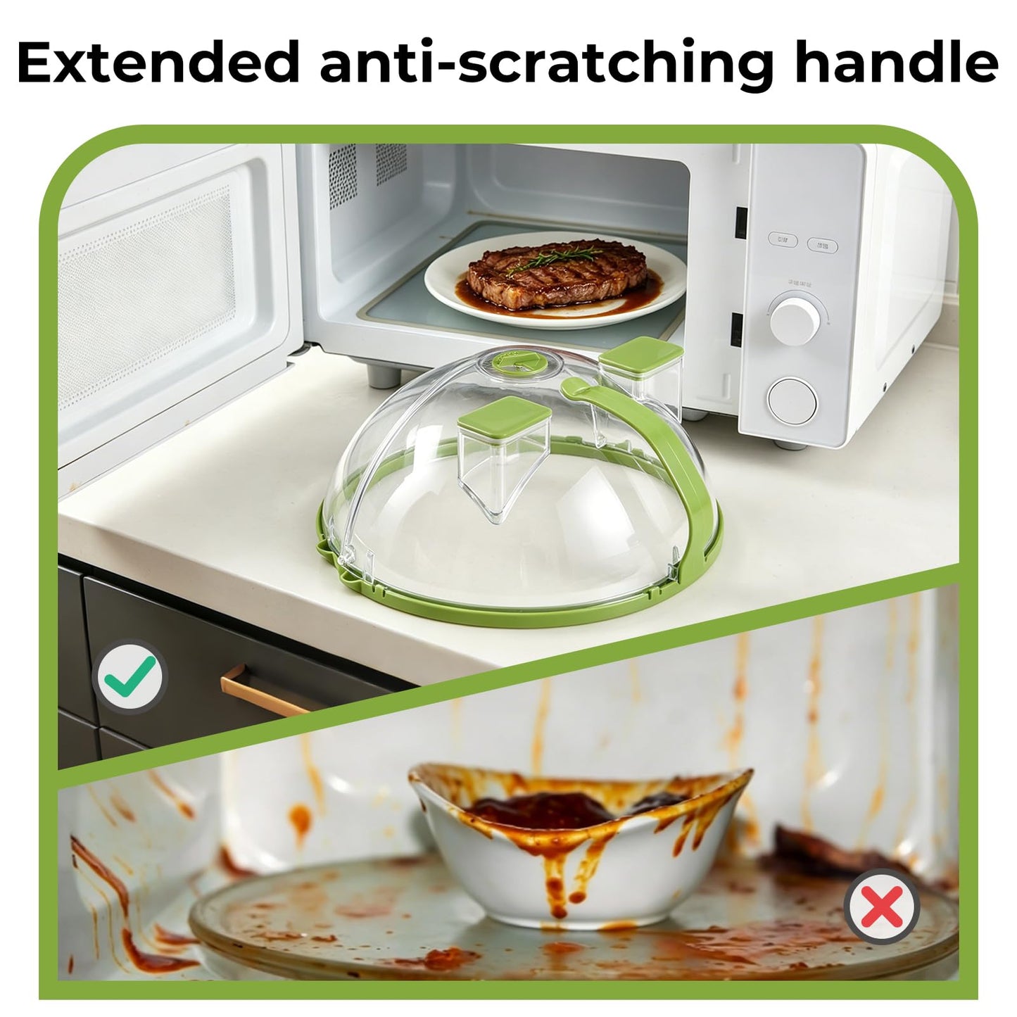 UFORU Upgraded Foldable Microwave Splatter Cover with Water Steamer,10 Inch Microwave Cover for Food,Clear Plastic Plate Cover with Handle,Space-Saving Splatter Guard for Microwave