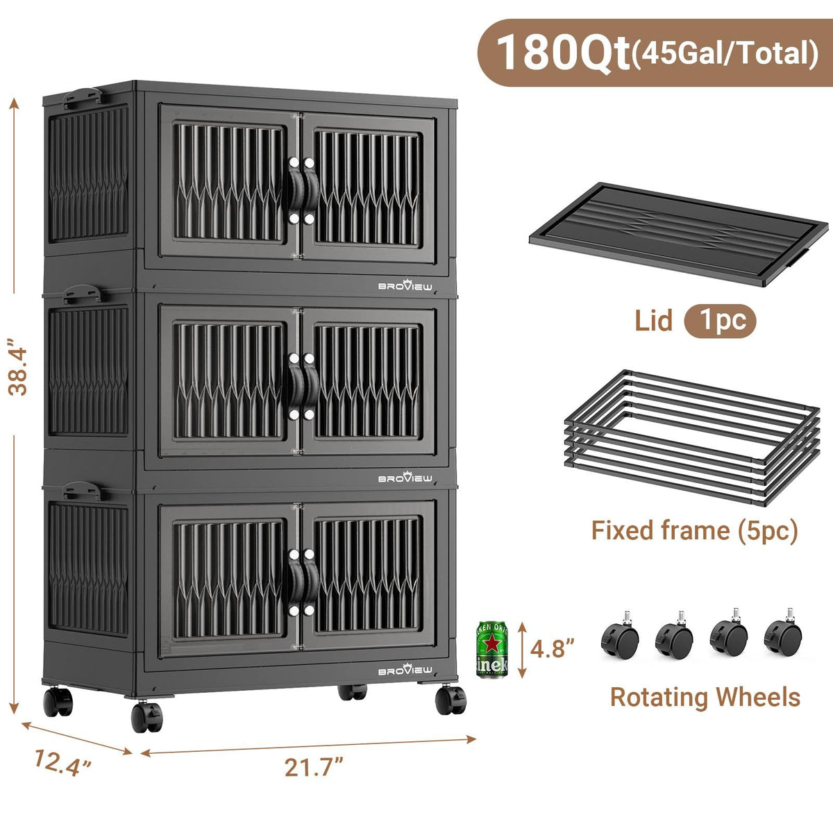 180Qt Stackable Storage Bins with Lid (3 Count)