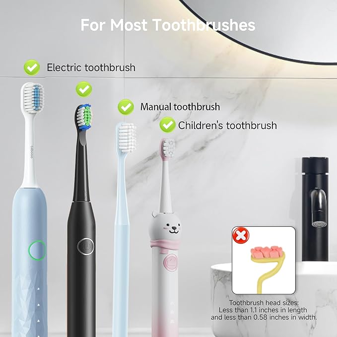 Toothbrush Holder Sanitizer - Toothbrush Dryer and Cleaner, Wall Mounted Holder with 10000mAh Rechargeable Battery, Triple-Light Cleaning + Rapid Drying System for Bathroom