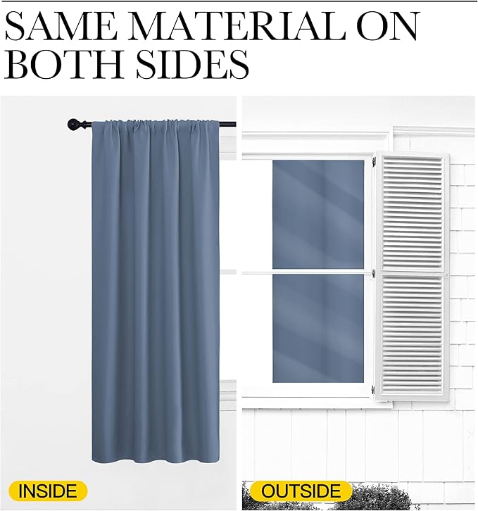 NICETOWN RV Blackout Curtains for Camper Windows, Short Blackout Curtains & Drapes, Thermal Insulated Blackout Curtain Panels for Kids Room, Play Room (Stone Blue, 29" Wide by 40" Long, 2 PCs)