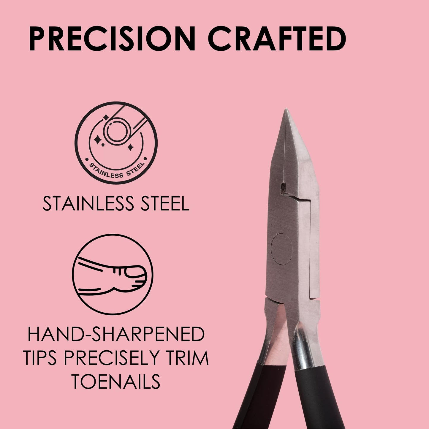 JAPONESQUE Soft Touch Toenail Clipper & Cuticle Pusher Manicure Set for Salon Quality Results, Anti-Slip Grip, Stainless Steel