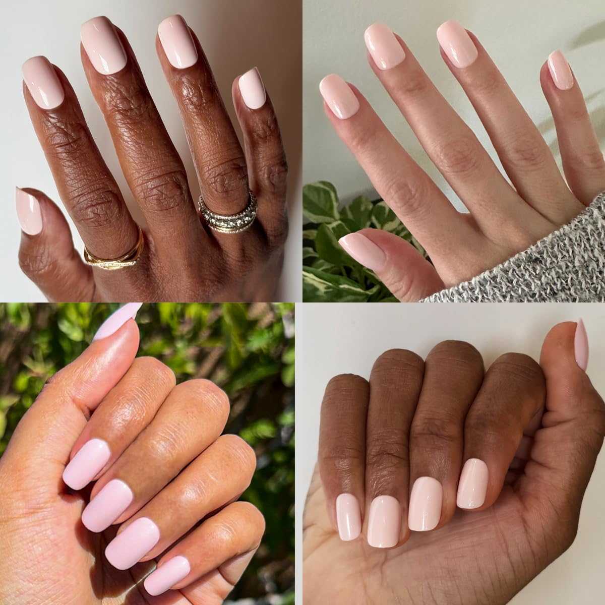 Olive & June Classic Super Stick Mani Press On Nails | No Glue Needed | 32 Tab Nails 16 Sizes | Non-Toxic Tabs Non-Damaging 7-Day Wear | Spring Flowers & Patterns | Short, Squoval | Tutu Pastel Pink