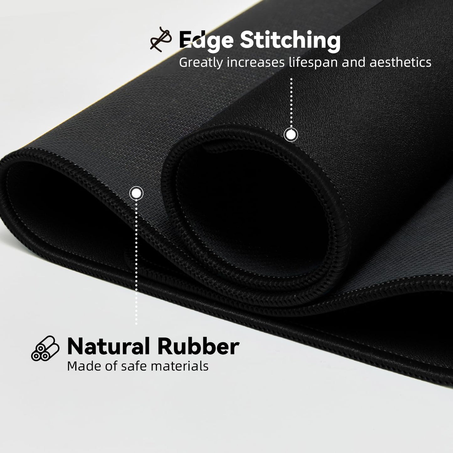 Reniteco Large Gaming Mouse Pad with Durable Stitched Edges, Non-Slip Rubber Base, Big Computer Keyboard Mouse Mat Desk Pad for Home Office Gaming Work, 11.81"x27.56"x0.08", Black