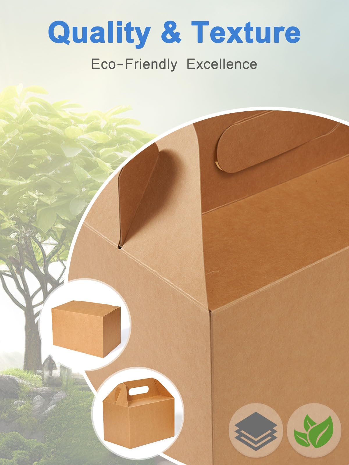 Shallive 28 Pcs Large Brown Kraft Lunch Boxes with Handle - 9x6x6 Inch Gable Gift Boxes for Baby Shower, Birthday Parties