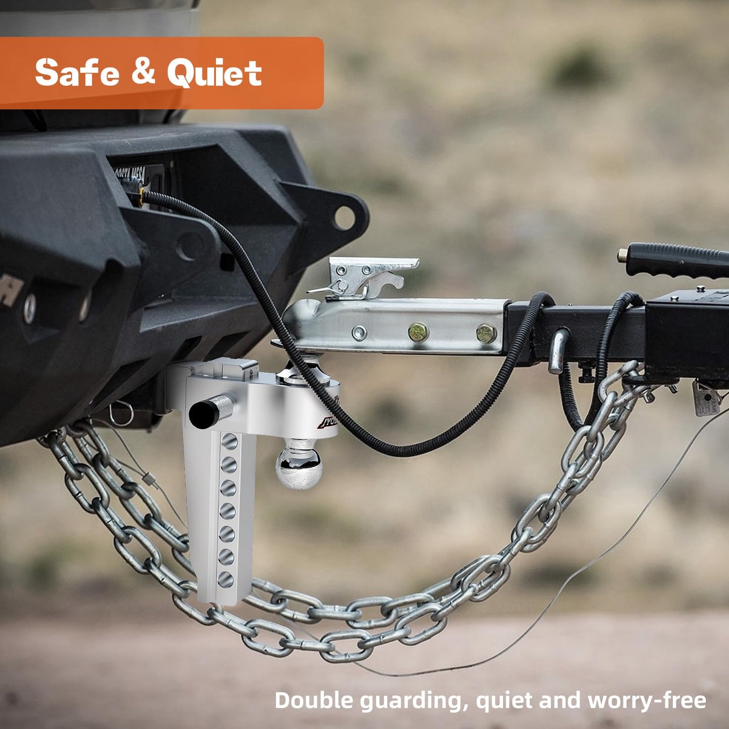 Adjustable Aluminum Trailer Hitch Ball Mount for 2" Receiver, Includes 2.5" Sleeve Adapter, 8" Drop/Rise, Dual Ball 2" & 2-5/16", 12,500 lbs GTW, Hitch Tightener with Locking Pins