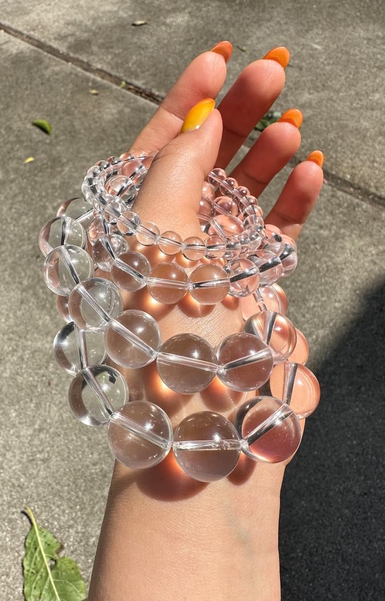 Zenkeeper 108 Pcs Clear Quartz Beads for Jewelry Making 8 MM Clear Quartz Gemstones Loose Stone Beads