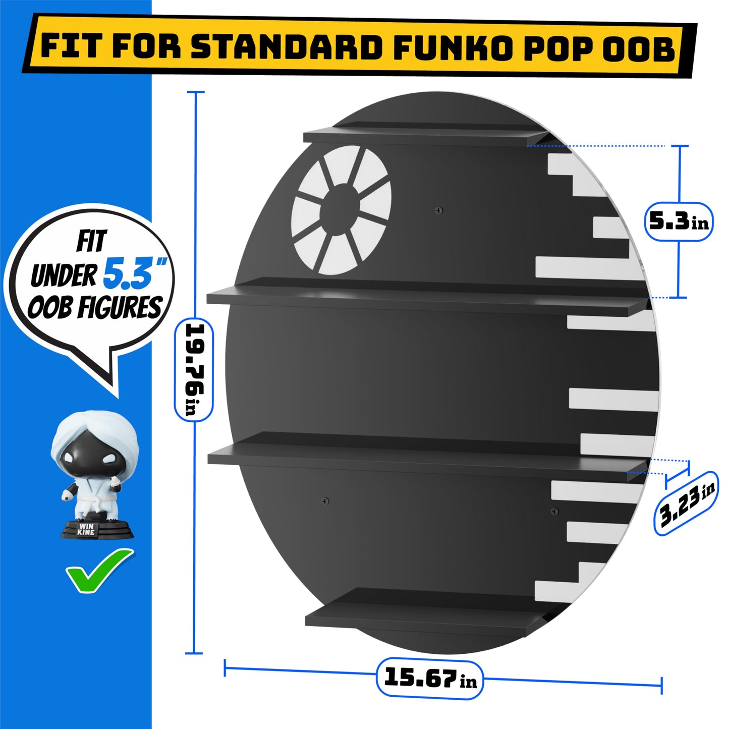 WINKINE Wall Display Shelves Compatible with Funko Pop Out of Box, Acrylic Floating Shelves for Wall, Figures Display Stand for Galaxy-Themed Collectibles Decor, Figures Organizer and Storage, Black