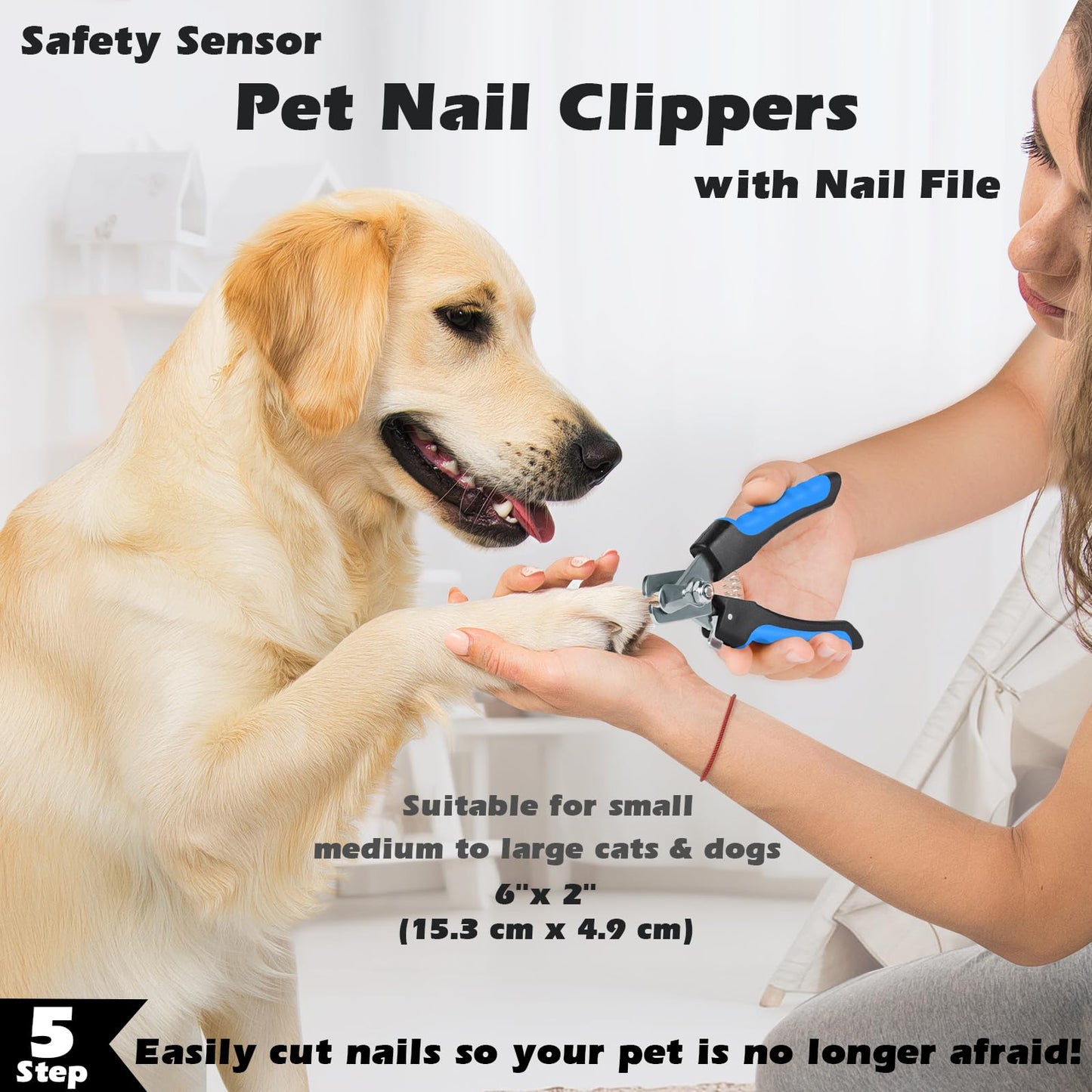 Augwind 7 in 1 Pet Grooming Kit - Dog&Cat Comb, Deshedding Brush, Nail Clipper with File, Bath Brush - Premium Pet Supplies (Blue)