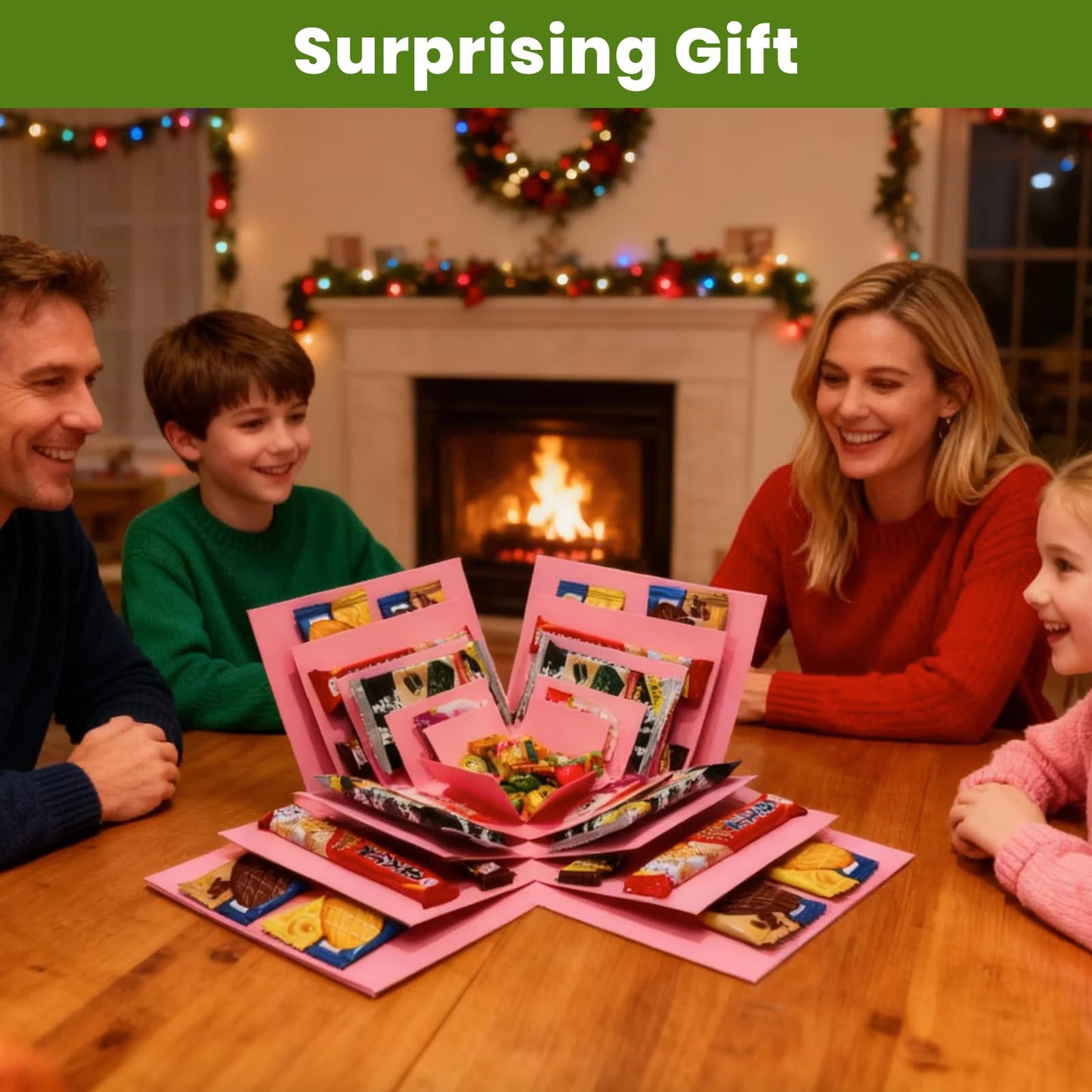 LOOMROOT Gift Box for Holidays, 5 Layer Surprise Picture Box Opens Up, Multi Layer DIY Photos Gift for Birthdays (PINK)