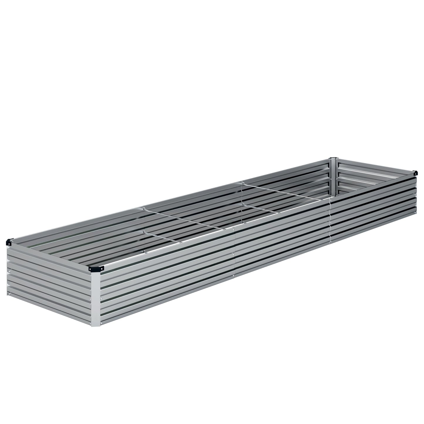 DIIYIV 12x2x1FT Galvanized Raised Garden Bed Kit,Vegetable Boxes-Rectangle Metal Flower Box,Large Planter Raised Beds Outdoor Garden for Planting,Fruit,Herb-Silver