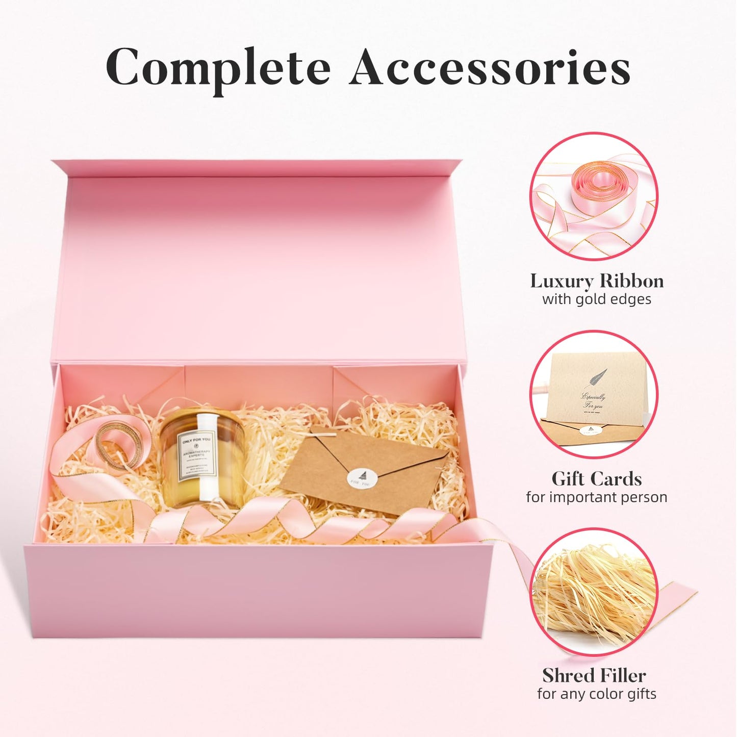 LIFELUM Pink Gift Box 13.85'' x 8.35'' x 4.45'' Gift for Mother's Gifts Large Gifts Boxes for Presents Birthday Magnetic Box for Gifts with Luxury Filler,Card, Ribbon,Sticker 1 Pack