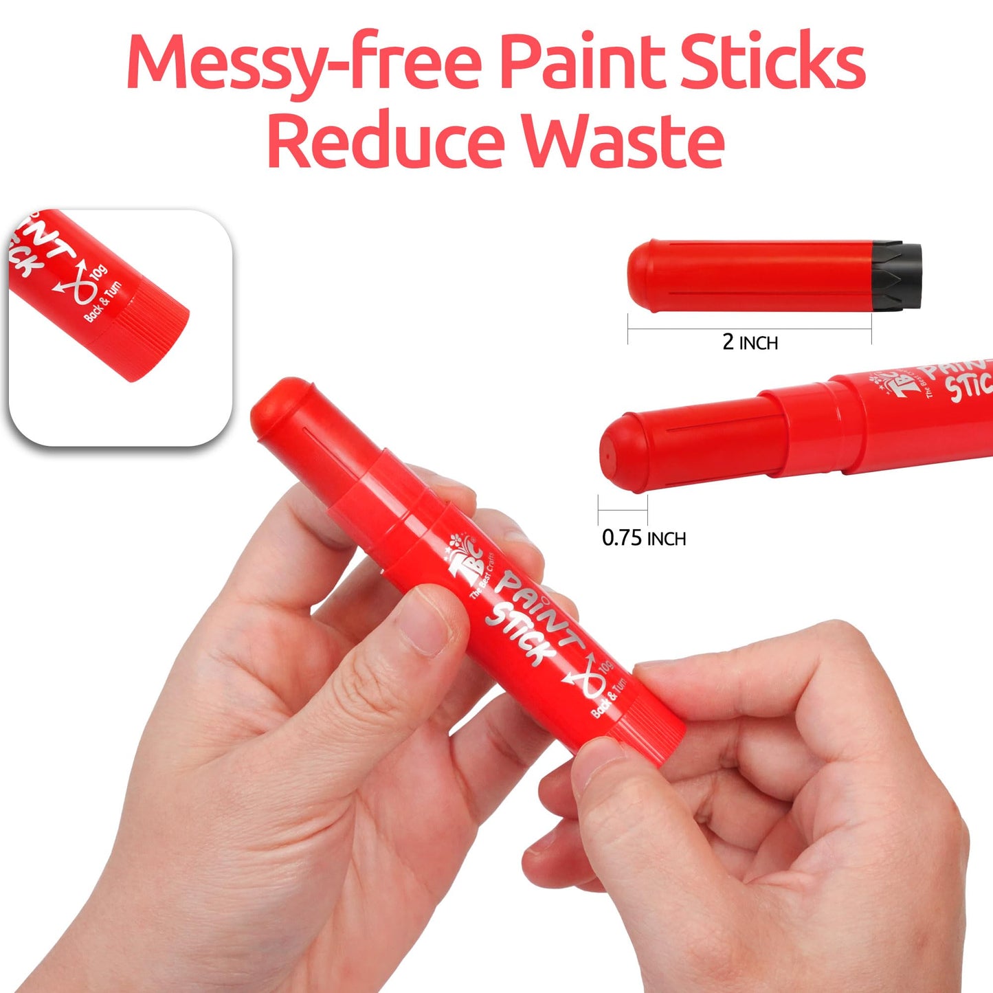 TBC The Best Crafts Paint Sticks, 12 Colors Pastel, Washable, Non-toxic, Tempera Paint Sticks for Kids and Students