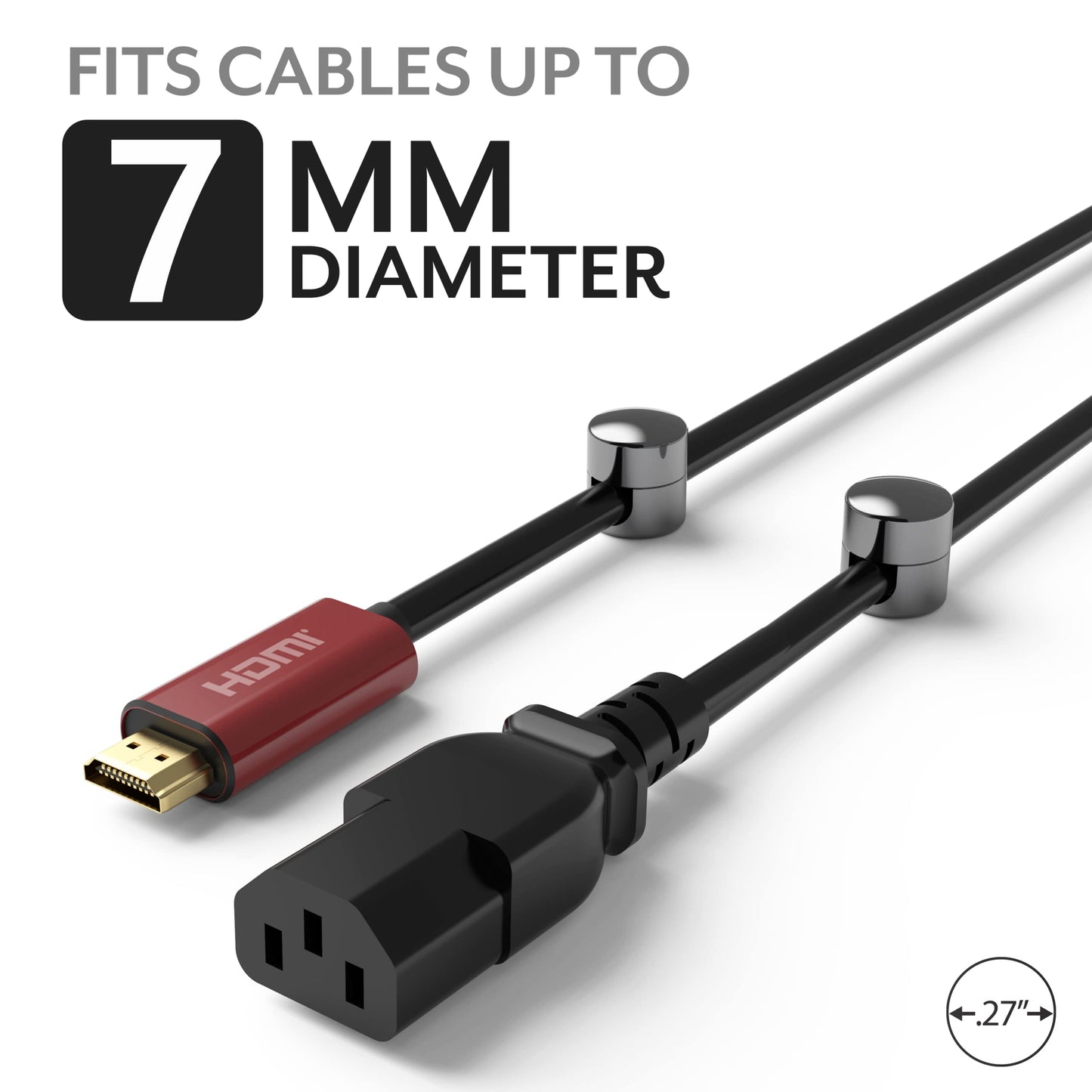 ICONIT Cable Anchors for Desk Organization Gun Metal | Premium Aluminum Cord Organizers | Charger + Cable Management Clips for Home & Office | Stylish, Sturdy, & Functional | (3 Pack)