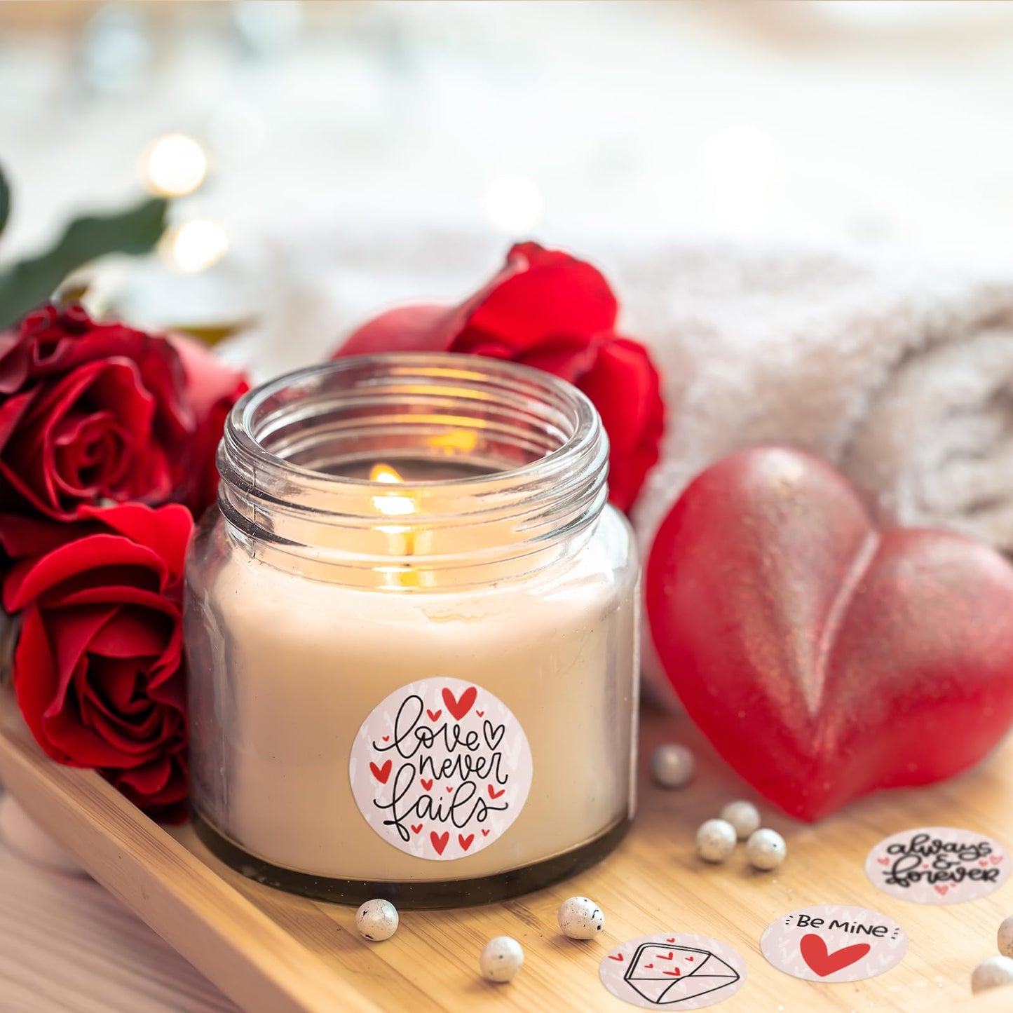 RUSPEPA 270 Pcs Valentine's Day Stickers, 1.5 Inch Round Love Labels with Cute Animals, Unicorns, Dinosaurs & Romantic Quotes, 5 Sets Adhesive Stickers for Gifts, Scrapbooking, Cards, Party Favors