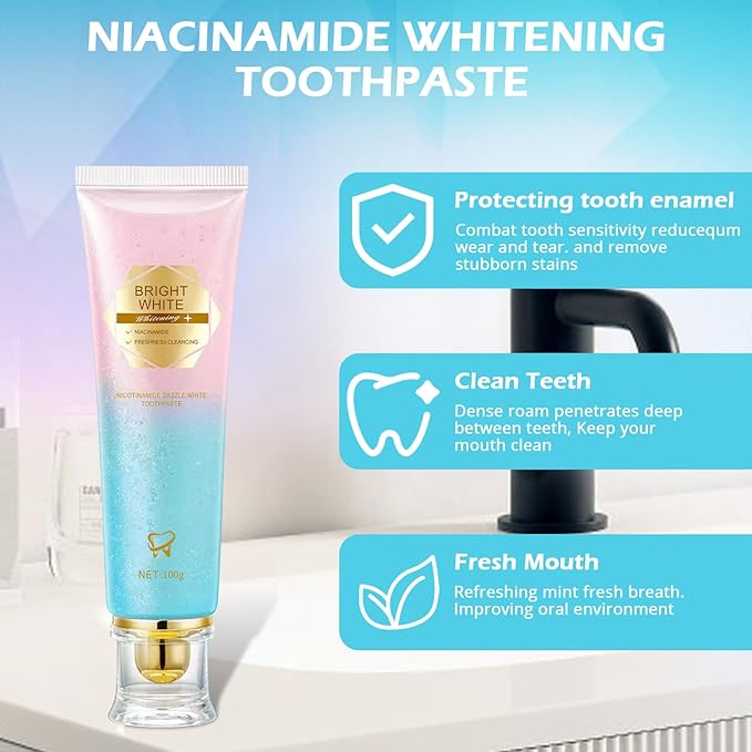 Niacinamide Whitening Toothpaste, Niacinamide Toothpaste Intensive Whitens Teeth, Protects Enamel, Removes Stains & Refreshes Breath, Daily Oral Care at Home Mint Flavor (3 Pack) YanxiananYagao