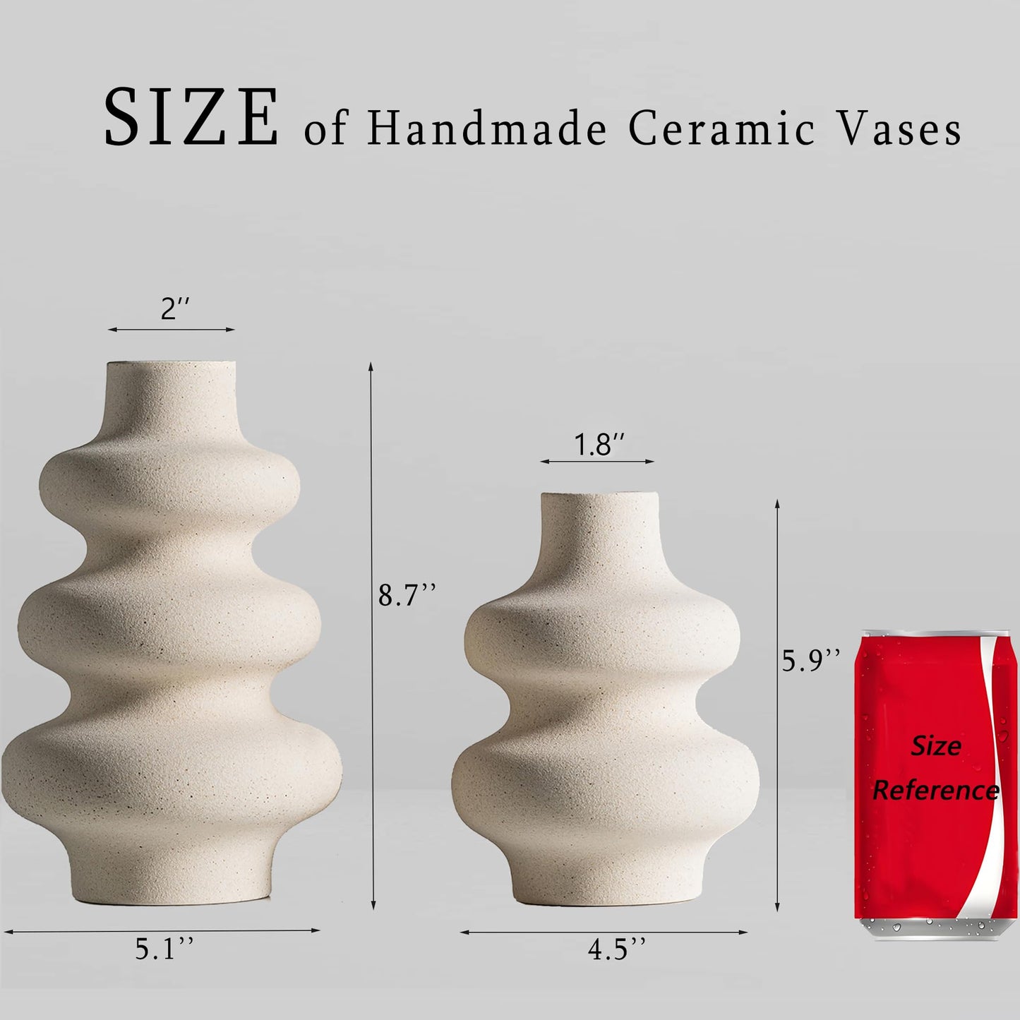 Steviieden Ceramic Vases Set 2, Modern Home Decor,Off White Round Vases,Modern Dried Flower Vases, Boho Home Decor for Centerpieces Wedding Dinner Table Party Living Room Office Bedroom