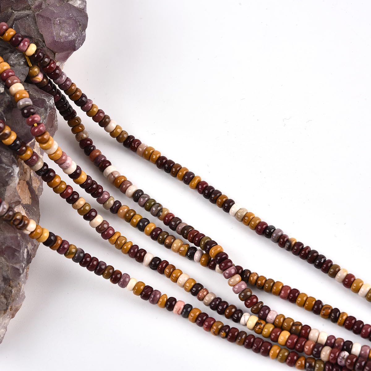 160pcs 4x2mm Natural Mookaite Jasper Disk Rondelle Spacer Stone Semi Precious Gemstone Loose Beads for Jewelry Making 15 Inch