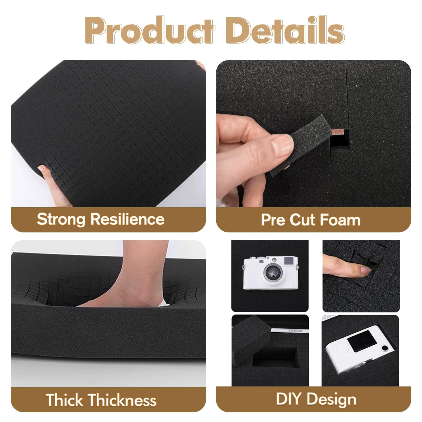 6Pcs Pick and Pluck Foam Large Size Apart Foam Insert Pre-Cubed Pick Padding Polyethylene Sheets for Crafts Toolboxes Storage Drawer 15.74 * 11.82 IN