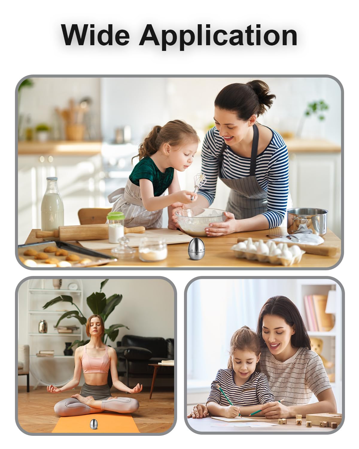 INTRESTIN Kitchen Timer for Cooking, 60 Minutes Mechanical Timer - No Batteries Required, Stainless Steel Egg-Shape Cute Countdown Clock for Cooking, Learning, Exercises, Gaming