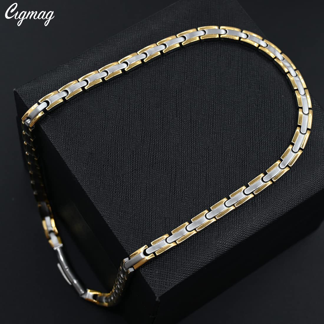 Cigmag Titanium Necklace for Men Women - Magnetic Necklace Ultra Strength Magnets - with Adjustable Sizing Tool and Present Box