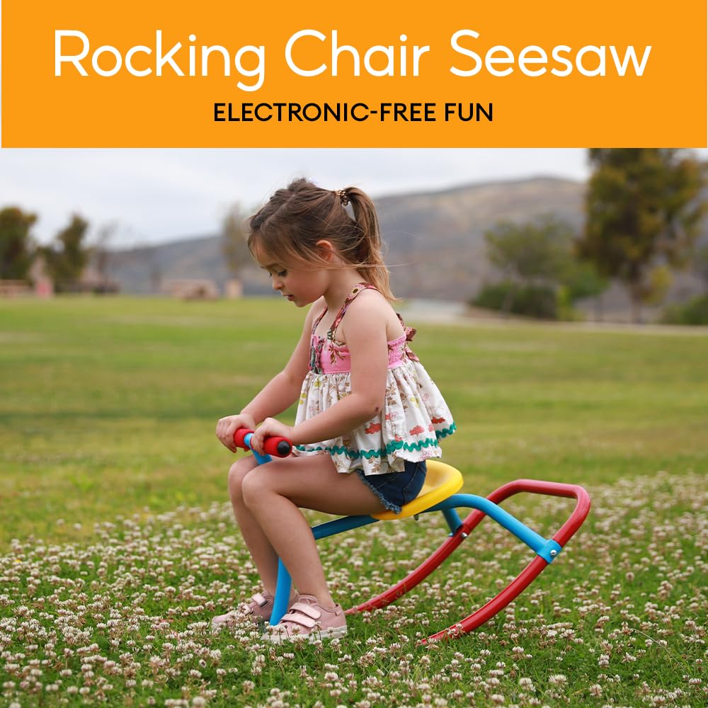 PLATPORTS Kids Indoor Single Rocking Seesaw, Safety-Stable Wide Base Rocker for Ages 3 4 5 6, Supports Balance, Coordination & Motor Skill Development