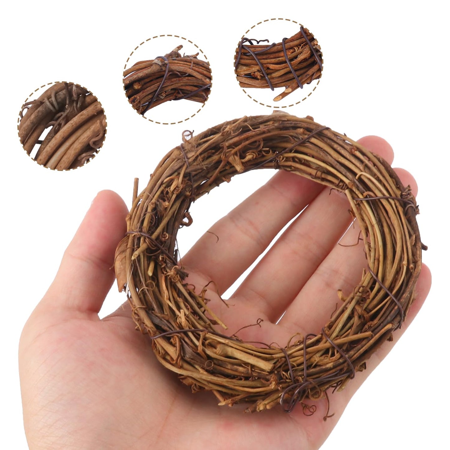 Geytetqi 40 PCS Natural Grapevine Wreaths - 4 Inch Beautiful Vine Branch Wreath, Rattan Wreath, Grapevines Wreath Bulk, Ideal for DIY Crafts and Christmas Decorations, Ideal for Outdoor and Indoor Use