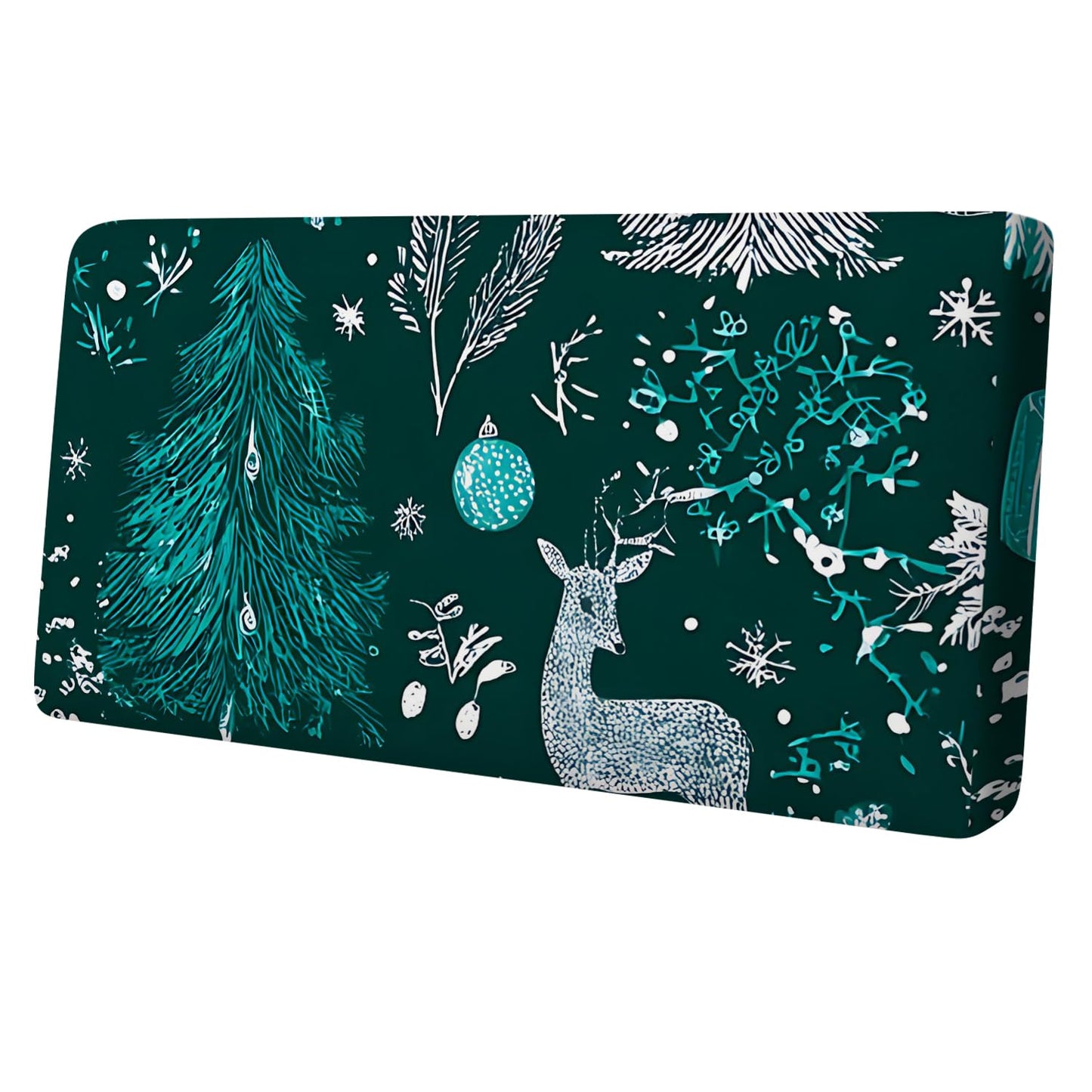 LEIWEIHOPE Forest Christmas Seat Cushion Cover, Deep Green Holiday Sofa Cushion Slipcover with Gift & Winter Deer Pattern, Stretch Couch Seat Protector with Elastic Bottom, Furniture Cover,Medium
