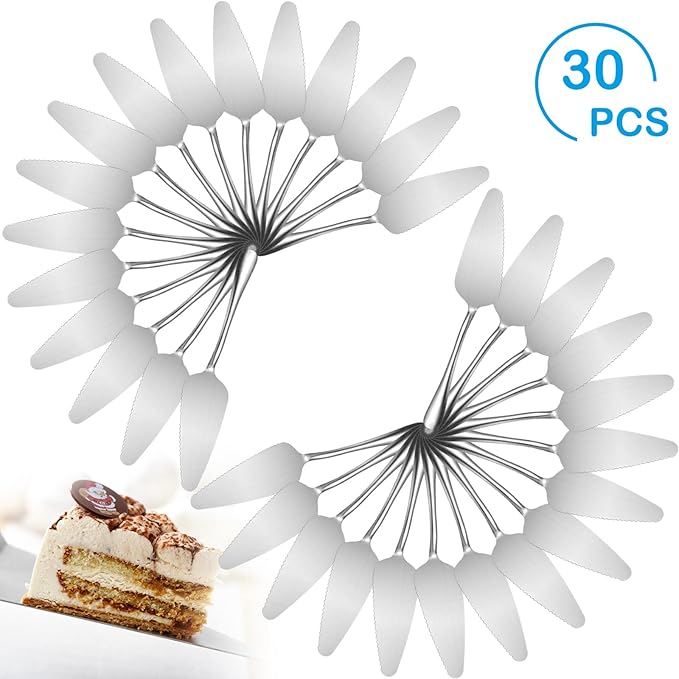 Baderke 30 Pcs Pie Server Pizza Server Spatula Stainless Steel Cake Pie Pastry Professional Utensil for Pizza Dessert Cheese Cutting, 9 Inches, Silver