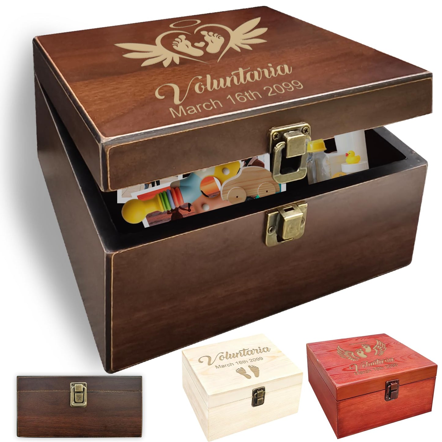 Bllkloruek Personalized Wooden Keepsake Box for Baby Custom Engraved Memory Storage Boxes Newborn Baby Shower Gifts for New Parents