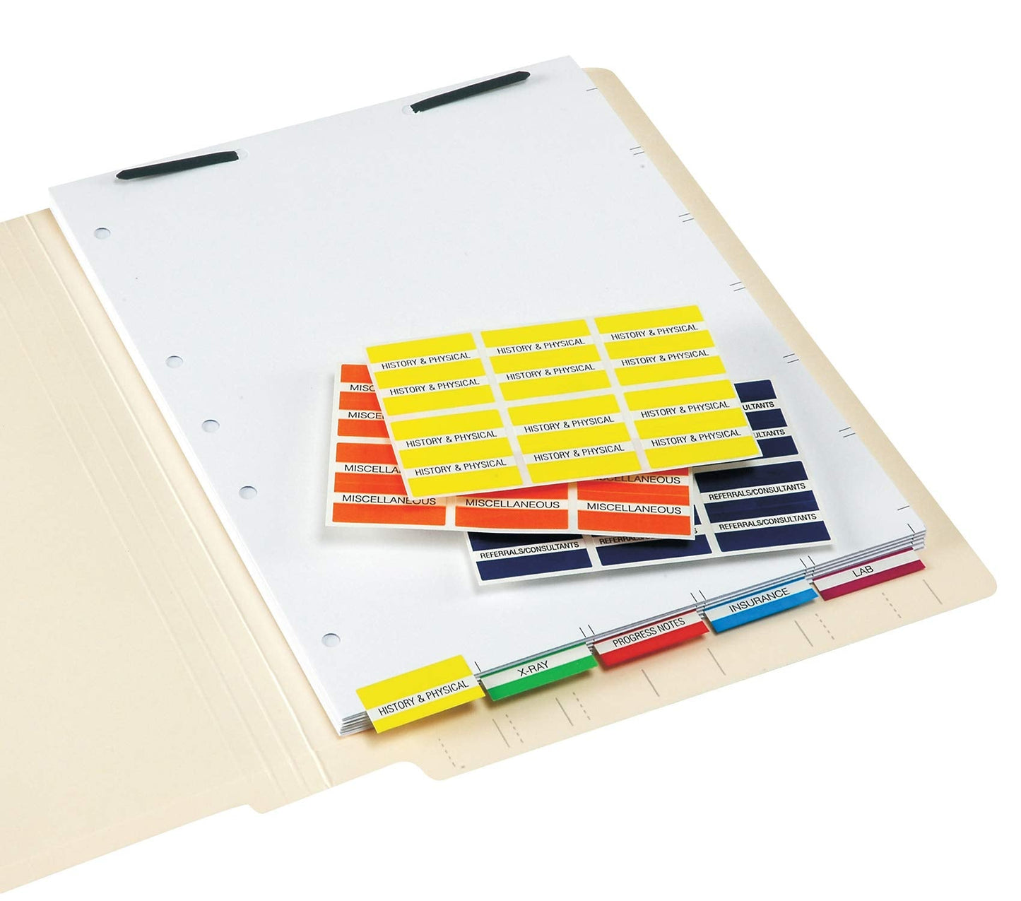 Tabbies Medical Healthcare Patient Chart Divider Sheets, 8-1/2"W x 11"H, White 110lb, 7-Hole Punched, 100 Sheets/Pack (52100)