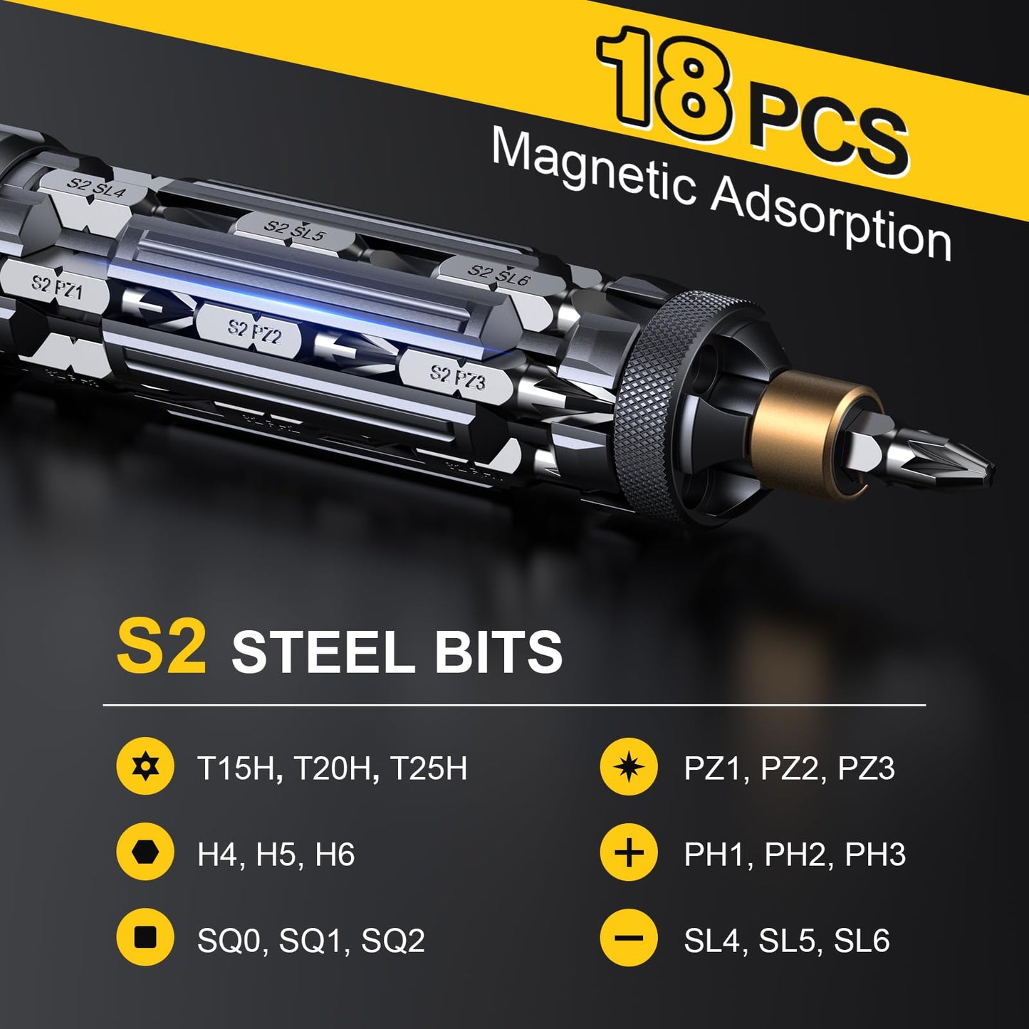 JOREST 19 in 1 Multibit Screwdriver Set, Unique Father Day Gifts for Men, Magnetic Multitool Screwdriver with Torx Hex Phillips Slotted, Repair Tool Kit for Computer Home Furnitures