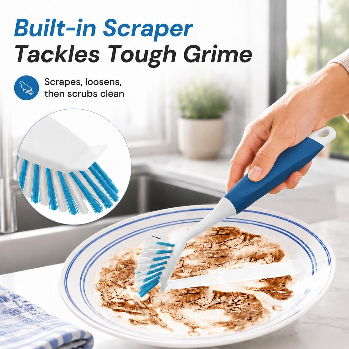 2 Pack Dish Brushes with Scraper (2 Count)