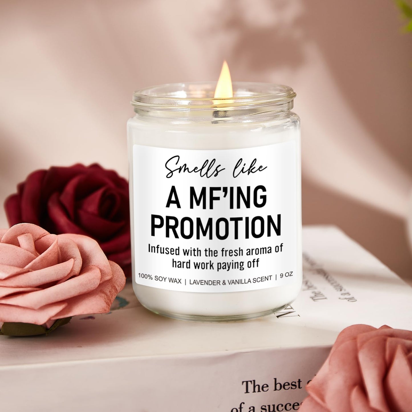 Younift Funny Scented Candles - Congratulations on Your Promotion, New Job Gifts for Women, Men - Job Decorations - 9 oz
