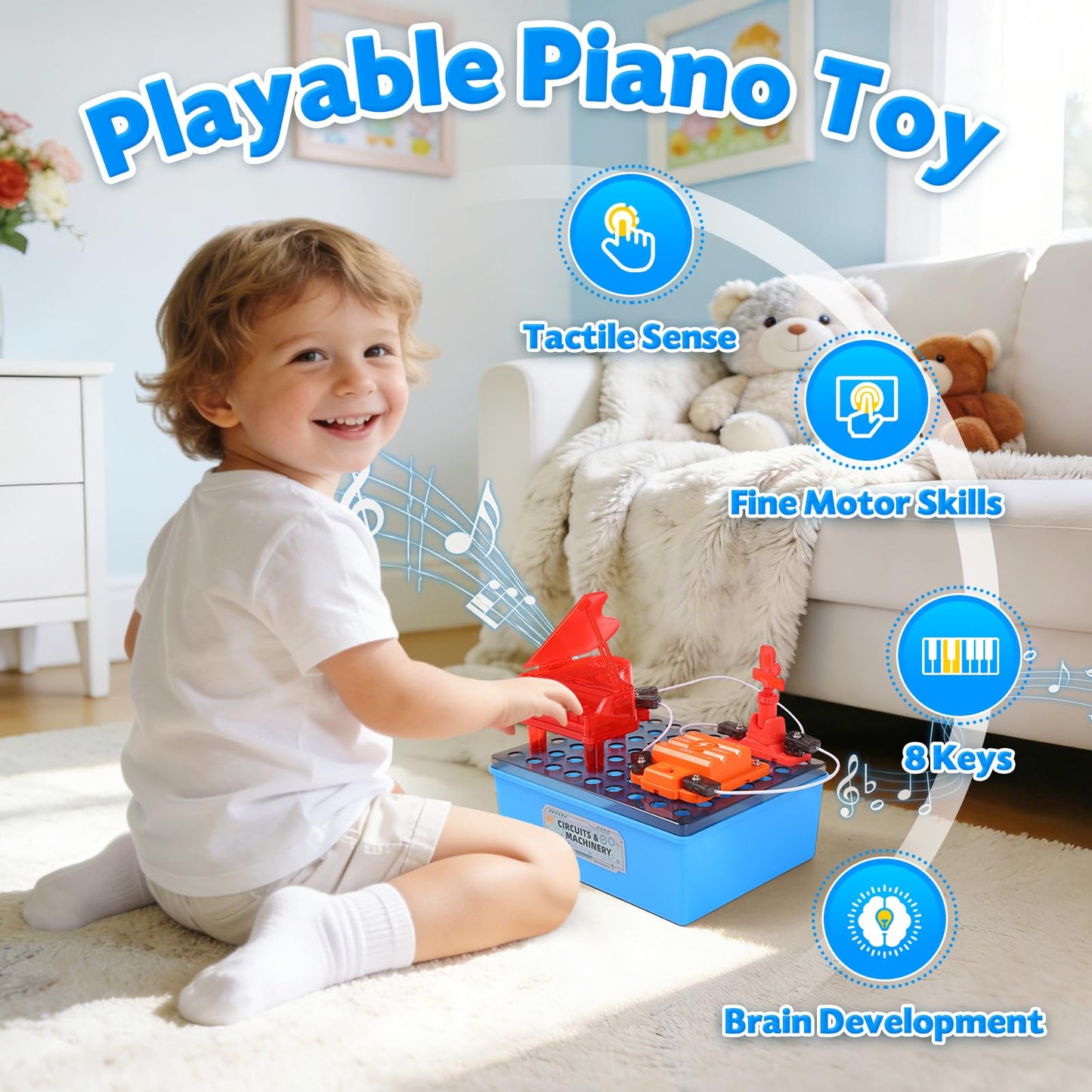 Science Kits for Kids, Children's STEM Educational Toy, DIY Circuit Connections, Playable Piano Enlightenment Toy, Educational Fun Toy Gift for Boys and Girls