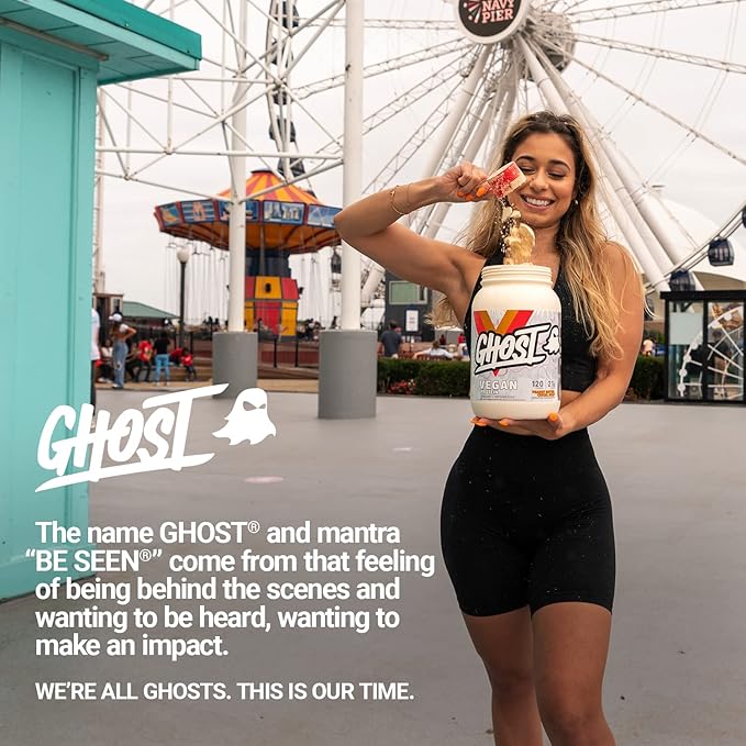 GHOST Vegan Protein Powder, Pancake Batter – 2lb, 20g of Protein- Plant-Based Pea & Organic Pumpkin Protein - ­Post Workout & Nutrition Shakes, Smoothies, & Baking - Soy & Gluten-Free