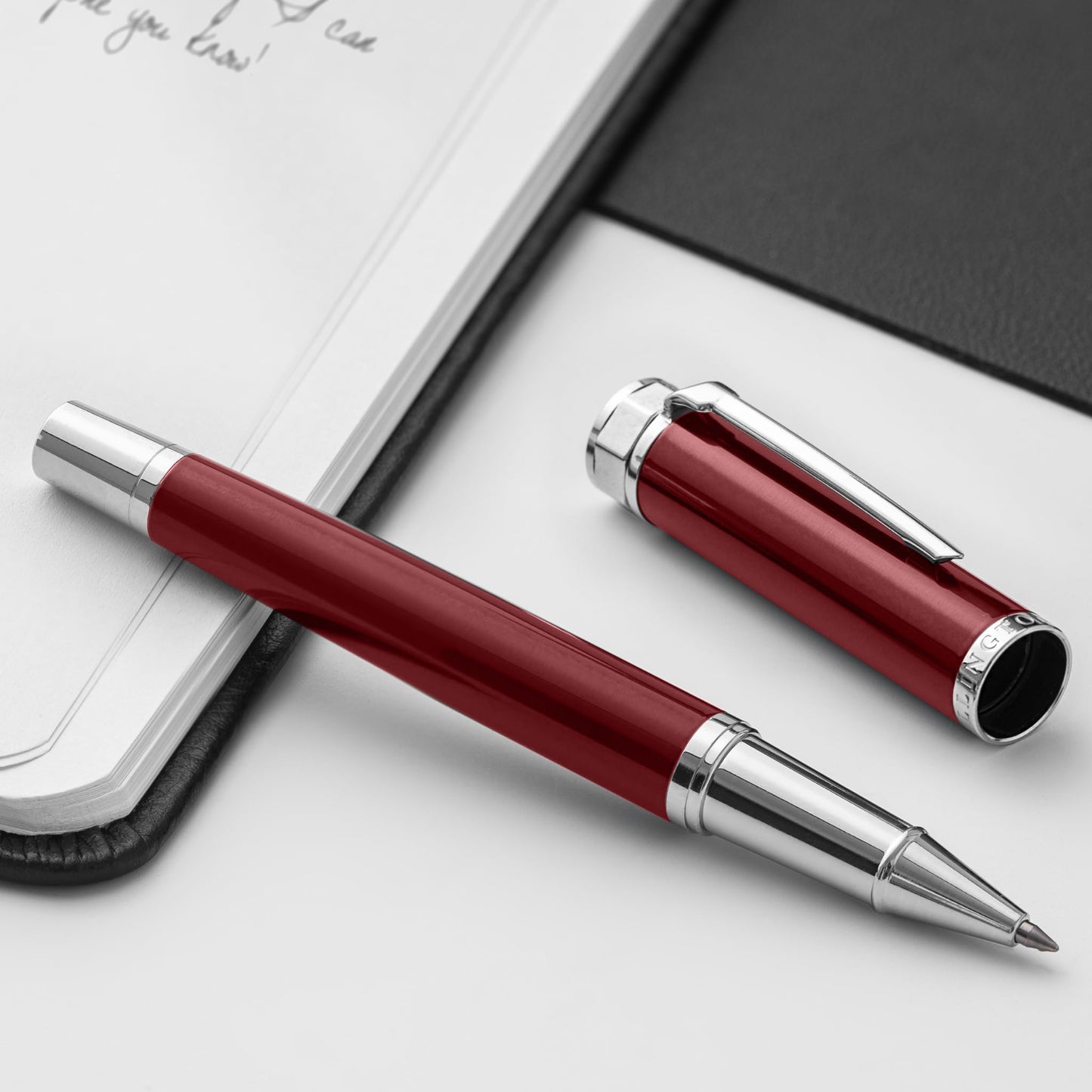 Ellington Pens Luxury Ballpoint Pen – Premium Quality, Smooth Writing Experience, Elegant Design, Includes 2 Ink Refills – Ideal for Professionals and Gift Giving (Red Silver)